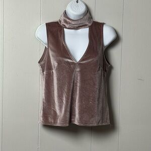 Charlotte Russe Women’s Velvet Chocker Neck Sleeveless Top in Mauve Pink Size S